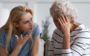 Woman telling her needy mother to back off Image