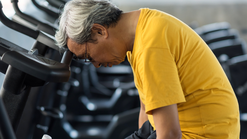 Senior man sure don't feel like exercising