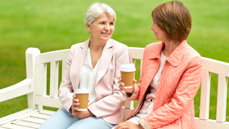 Two senior women friends who are politically divided