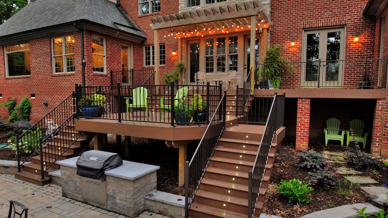 Beautifully finished back deck with special lighting, built-in grill, and more. To illustrate the Richmond Home Show. For article on What’s Booming in Richmond Oct. 21 through Oct. 27