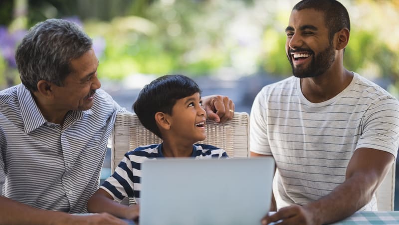 Three generations on laptop Photo by Wavebreakmedia Ltd Dreamstime. Doing puzzles or other fun activities.