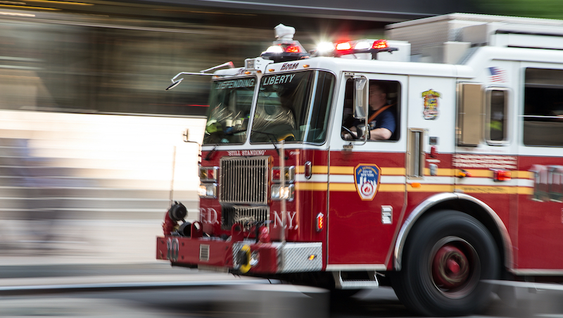 New York City fire truck. For article, retired first responder needs comfort