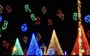 Illuminate lights with Christmas tree shapes and floating stocking, gingerbread men, and more Image