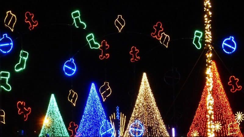 Illuminate lights with Christmas tree shapes and floating stocking, gingerbread men, and more Image