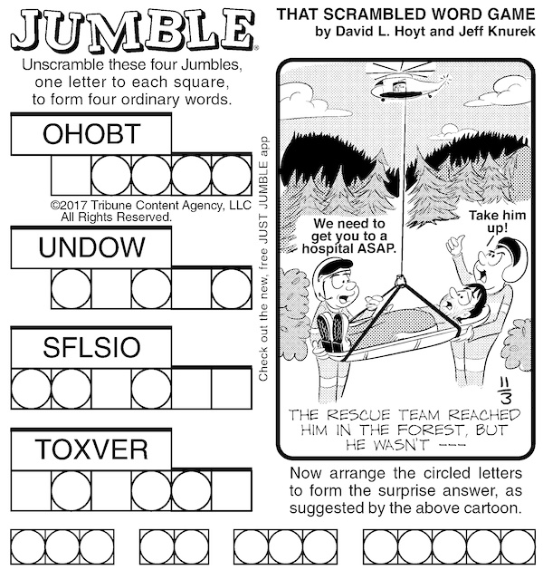 Classic Jumble puzzle scrambled word game for fun and mental exercise