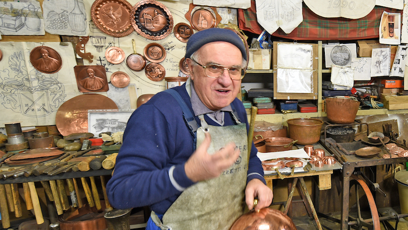 A coppersmith in Montepulciano, Italy. Image credit: Cameron Hewitt, Rick Steves' Europe. For article on European artisans