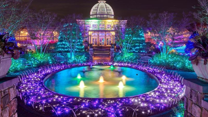 What’s Booming Is Lights and Lyrics: Image of the GardenFest of Lights at Lewis Ginter Botanical Garden. Image courtesy of Lewis Ginter Botanical Garden, by Tom Hennessy