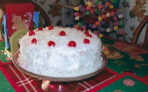 My Mother’s Traditional Coconut Cake: the coconut cake with maraschino cherries in 2011 Image