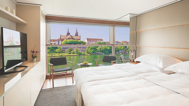 View of historic sites along the Danube River from the cabin in the Emerald Cruises ship. Courtesy of Emerald Cruises and Gillies & Zaiser Public Relations, for article on Adventures on the Blue Danube Image