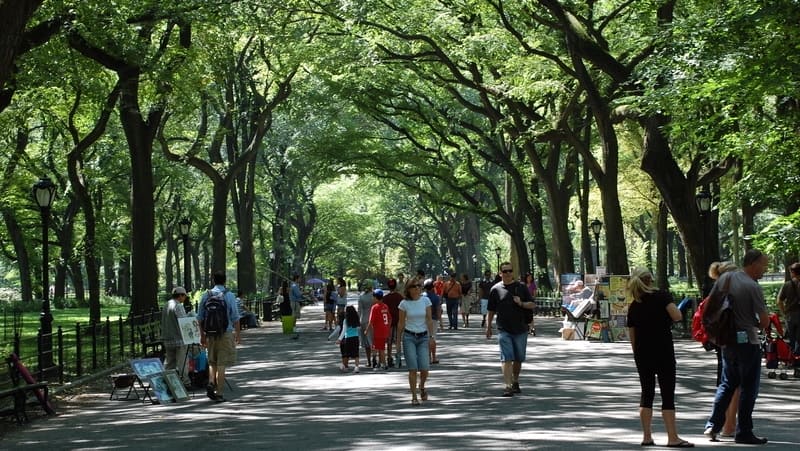 Literary Walk Central Park NYC Julie Feinstein Dreamstime. For article on Seeking a bathroom in Central Park.