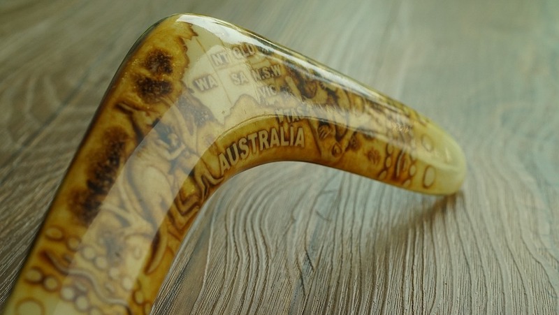 An Australian boomerang. For article on Unique Sports