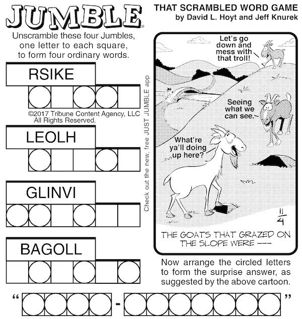 Classic Jumble for Dec. 9 2021 - for article with two Jumble puzzles