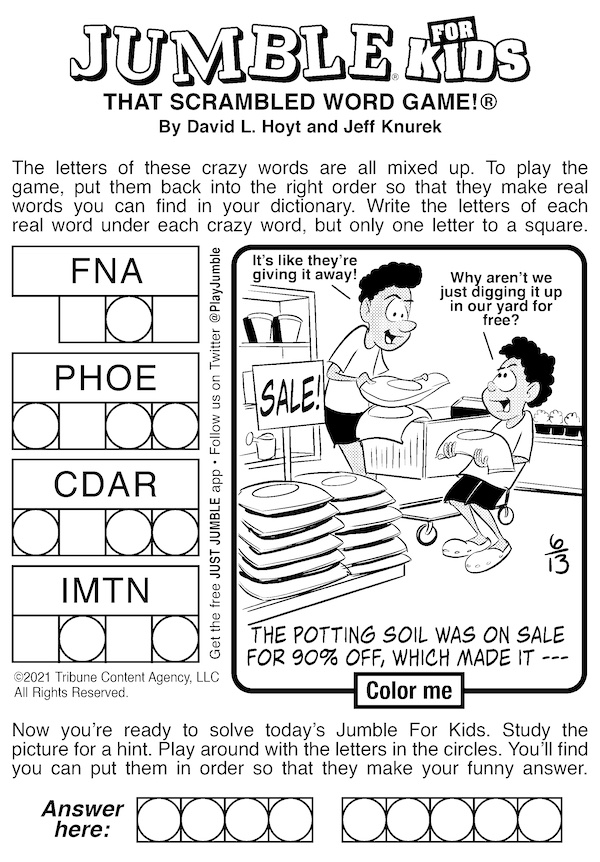 Kids Jumble puzzle for Dec. 9 2021