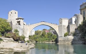 Mostar and its famous bridge, rebuilt after the war. For article, In Bosnia, Mostar’s Tragic Past Still Lives Image