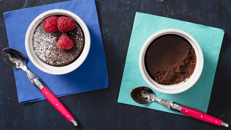 America’s Test Kitchen brings us their tested recipe for individual flourless chocolate cakes: rich, heavenly (and gluten-free) delights. You can make this seemingly fancy dessert up to two days ahead of time. CREDIT: Elle Simone.