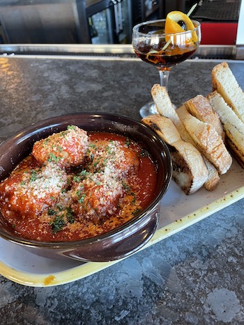 Meatballs and Manhattan at Charred Wood Fired Oven & Craft Bar, Swift Creek. Photo by Steve Cook