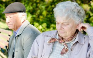 Sad older couple Photo by Kristo Gothard Hunor Dreamstime. For article on Advice from Amy: Reconnecting with Toxic In-Laws Image