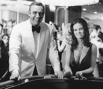 Sean Connery and Lana Wood as Plenty O'Tool in Diamonds Are Forever. Publicity photo for United Artists