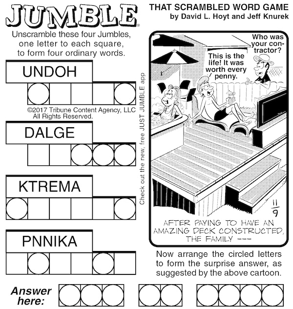 Jumble puzzle all decked out