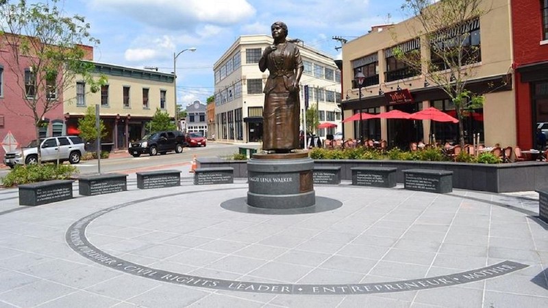 maggie walker statue. nps photo. For article on Black history lessons in Richmond and Virginia