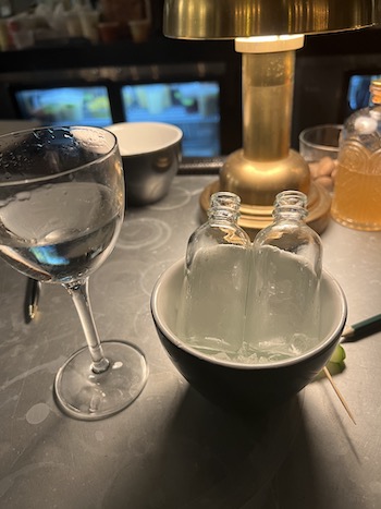 martinis served in small bottles at Birdie's Cafe and Oyster Bar, Richmond, VA. Photo by Steve Cook.