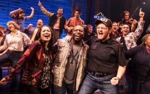 From 'Come from Away.' Photo credit: Matthew Murphey. For What's Booming article on Musicals Both Murderous and Moving - clearly the moving musical! Image