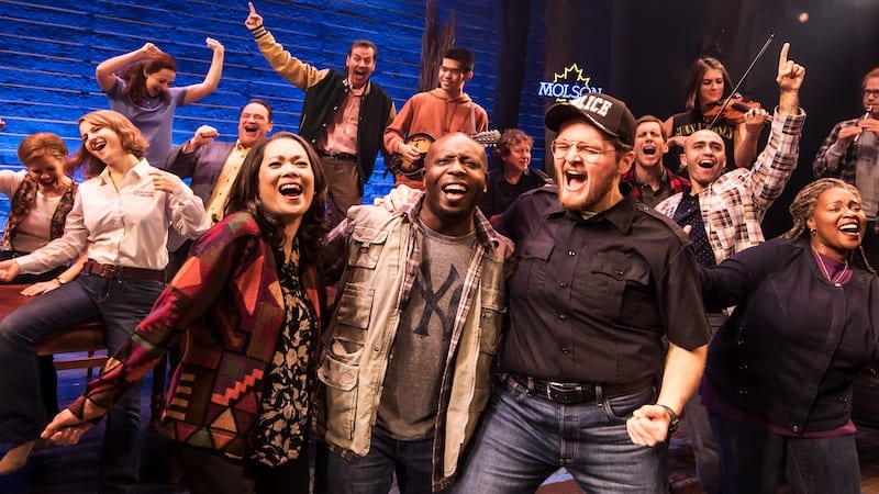 From 'Come from Away.' Photo credit: Matthew Murphey. For What's Booming article on Musicals Both Murderous and Moving - clearly the moving musical!