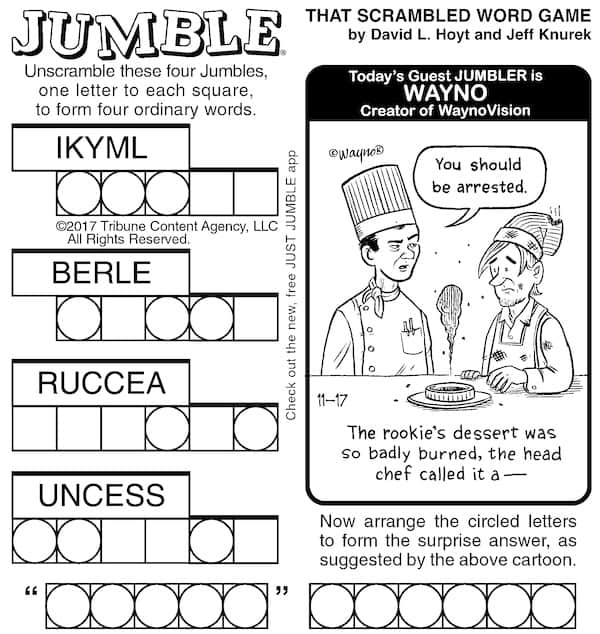 Classic Jumble and Jumble for Two, with Waynovision Guest Cartoonist