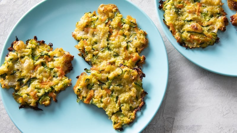 Cheesy Zucchini-Carrot Crisps: A new way to cook these vegetables avoids the sogginess people might associate with zucchini.