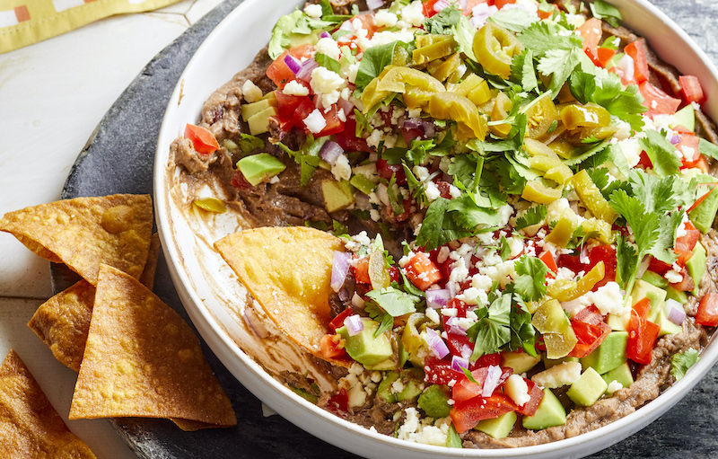 Loaded 7-layer black bean dip from EatingWell. This dip is easy to make and oh-so flavorful.