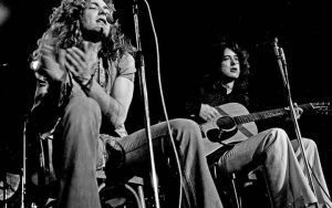 Robert Plant and Jimmy Page of Led Zeppelin playing Hamburg, Germany, in 1973 | Photograph by Heinrich Klaffs. For article, “Travelin’ Memories with 100 Greatest Rock Songs” Image
