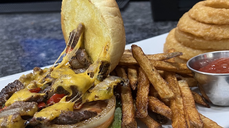 The Philly cheesesteak sandwich at Main Street Steakhouse. Photo by Steve Cook