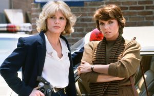 Sharon Gless, left, as Detective Christine Cagney, with on-screen partner Tyne Daly as Detective Mary Beth Lacey – CBS publicity photo. Image