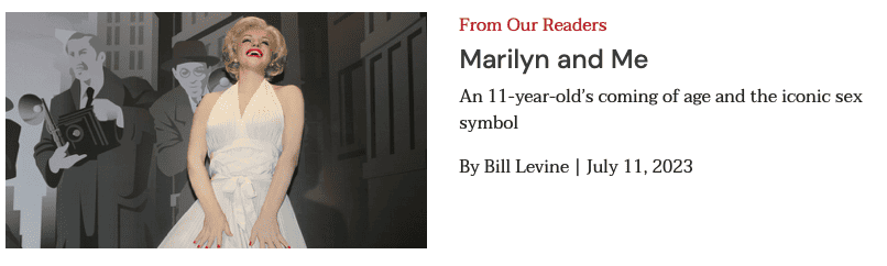 From Our Readers, Marilyn and Me, by Bill Levine