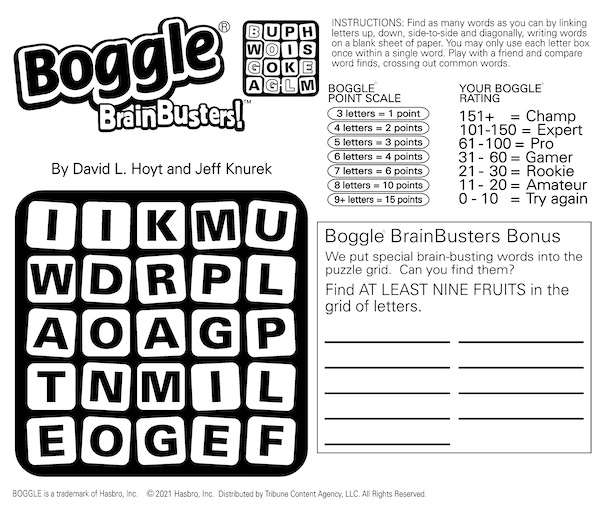 Boggle to find the fruits: the word search puzzle