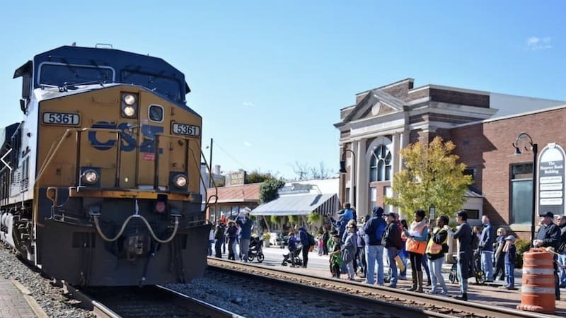 locomotive on the tracks in Ashland, Virginia, for Ashland Train Days. What’s Booming, Richmond: Loco about locomotives, back to Byrd Park for Arts in the Park plus some musical legends still chugging along.