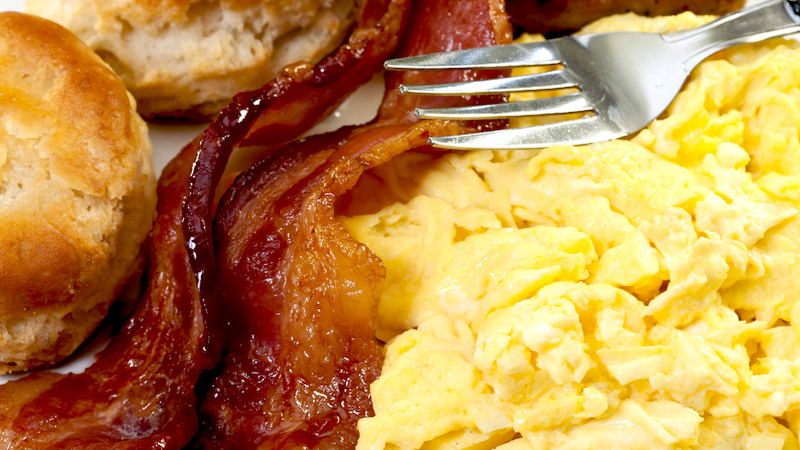 country breakfast with scrambled egg, bacon, and biscuits. photo by Danny Hooks Dreamstime. Food and travel writer Steve Cook visits Eat 33 Diner on Staples Mill in Richmond, VA, and revisits memories from breakfasts long ago.