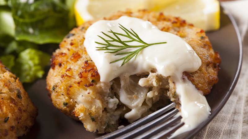crab cakes photo by Bhofack2 Dreamstime, Food and travel writer Steve Cook shares six favorite beach restaurants, in Maryland, Virginia, North Carolina, and South Carolina.