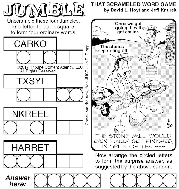 Classic Jumble fun and games, this week with Rolling Stones from fence-making in the cartoon