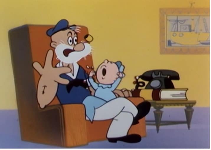 Poopdeck Pappy and Sweet'pea for article on the book, 'Popeye The Sailor: The 1960s TV Cartoons' by Fred Grandinetti 