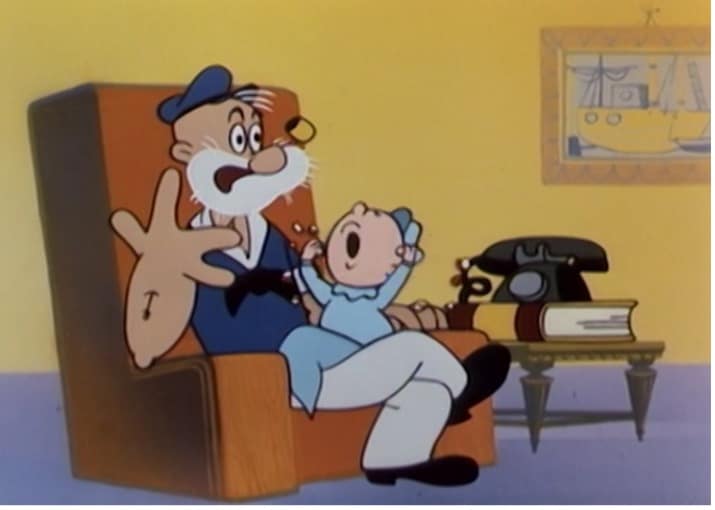 Poopdeck Pappy and Sweet'pea for article on the book, 'Popeye The Sailor: The 1960s TV Cartoons' by Fred Grandinetti