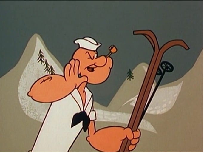 Popeye with skis