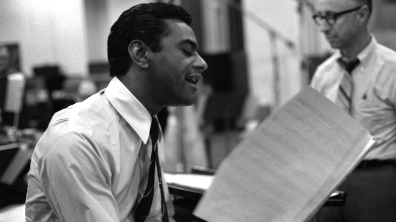 A young Johnny Mathis recording in NYC in the 60s - credit Columbia Archives, provided by publicist
