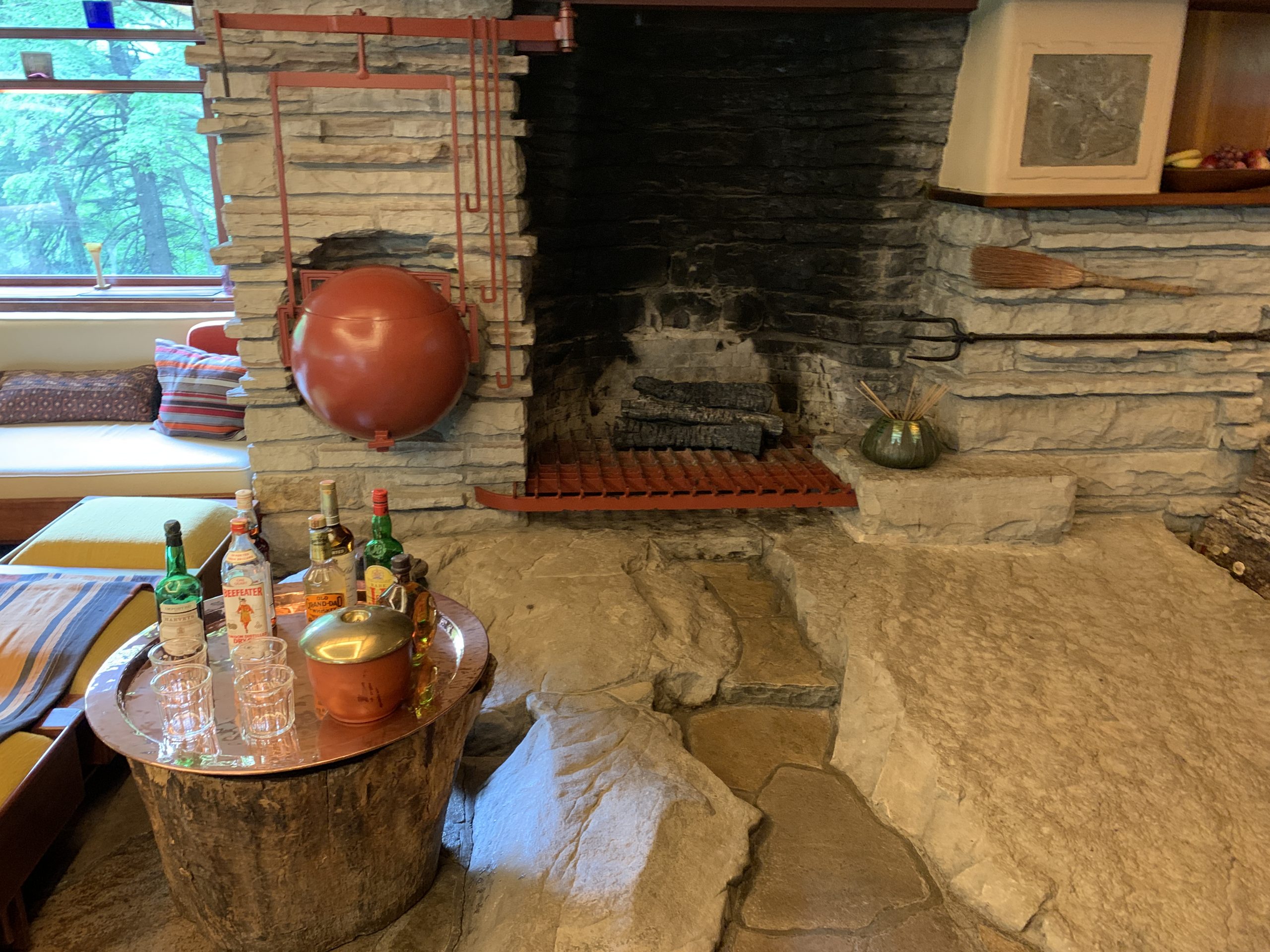 The stone hearth at Fallingwaters, Frank Lloyd Wright designed house in Pennsylvania