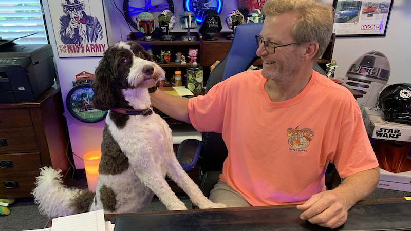 Leeloo at work with his dad, for Take Your Dog to Work Day Image