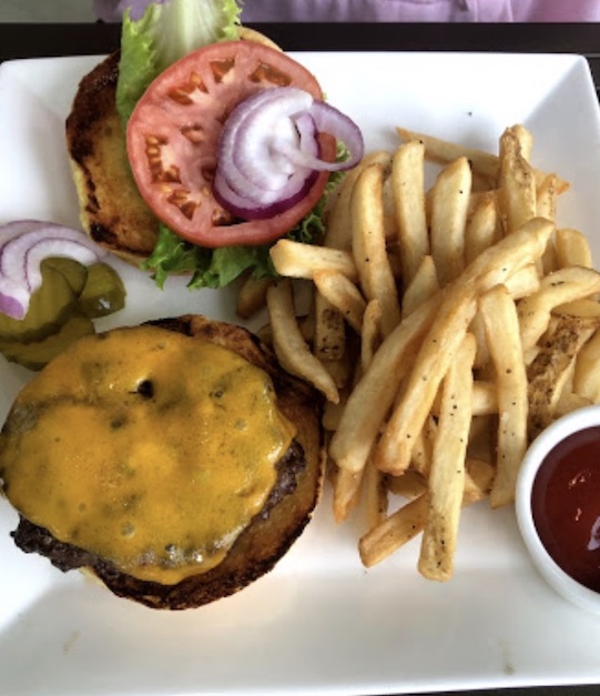 Cheeseburger and fries at The Grille at Magnolia Greene