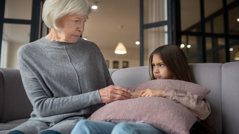 angry granddaughter - photo by Dmytro Zinkevych Dreamstime. Her 12-year-old challenging granddaughter has added a transitioning friend to the complicated mix, and Grandma is exhausted.