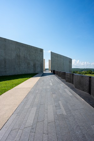 The Visitor Center walkway at the Flight 93 National Memorial, along the flight that the plane took as it plummeted to the ground.