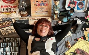 Author of the new Beatles book, Laurie Jacobson, surrounded by some of her Beatles memorablia - photo credit Jon Provost Image