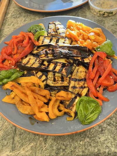The Seriously Simple recipe for grilled sweet peppers and eggplant served with an olive oil balsamic drizzle is an colorful summer side dish.